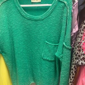 Chic Teal Cowl Neck Sweater